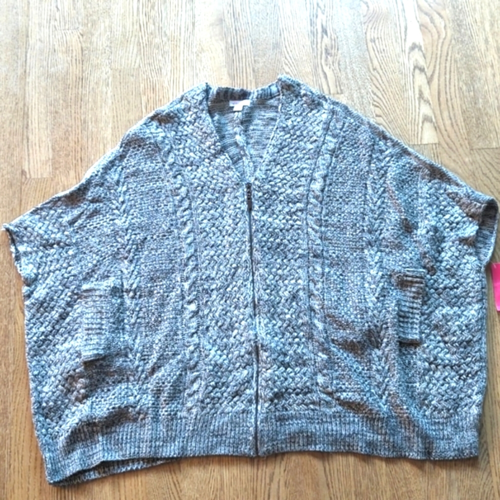 Poncho style zip up sweater